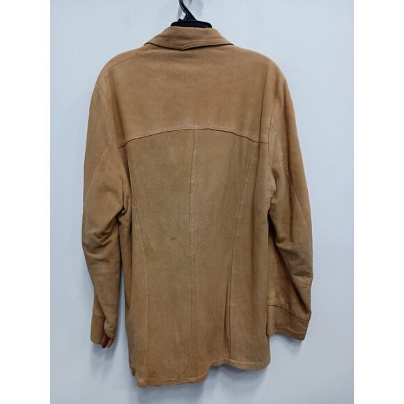 VTG Peters Mens Jacket Small Brown Suede Leather Shacket Flannel Lined Outdoor - Picture 6 of 7